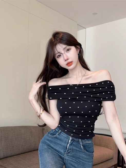 Polka Dot Off-Shoulder Tops